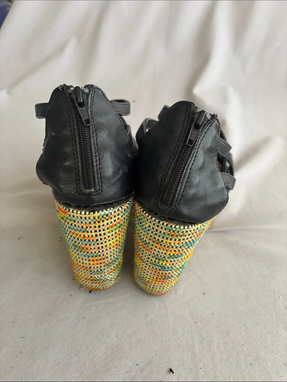 Volcom Black Multi-Color Wedge Sandals